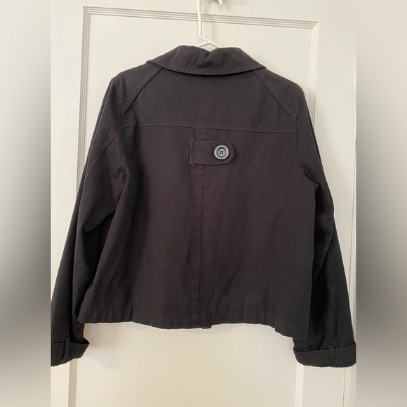 No Boundaries short black military button coat buckle sleeves EUC pea trench - Picture 8 of 8